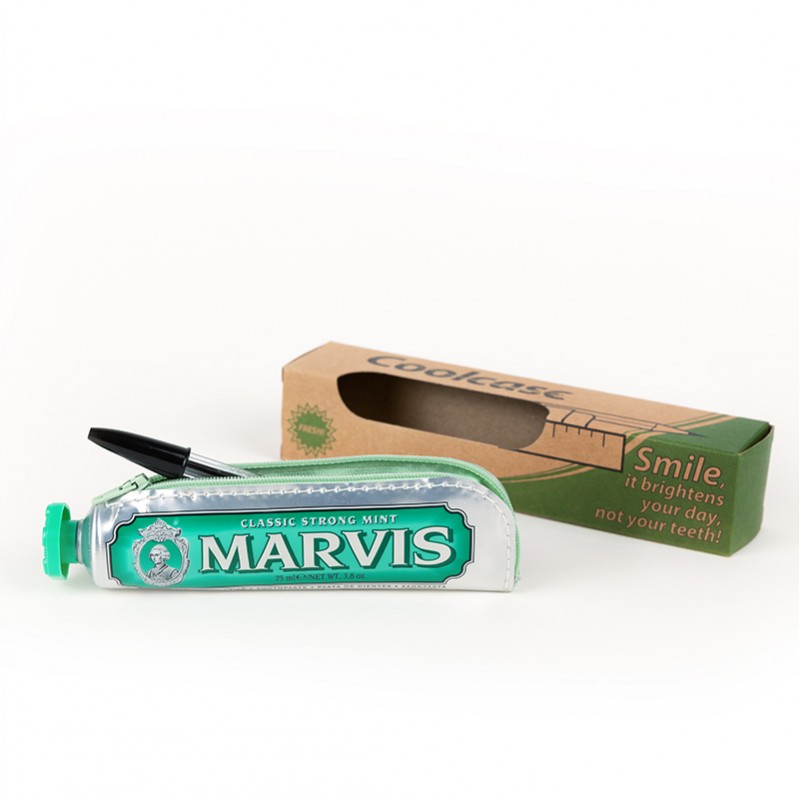 Astuccio dentifricio Marvis fatto con tubetti di dentifricio di riciclo